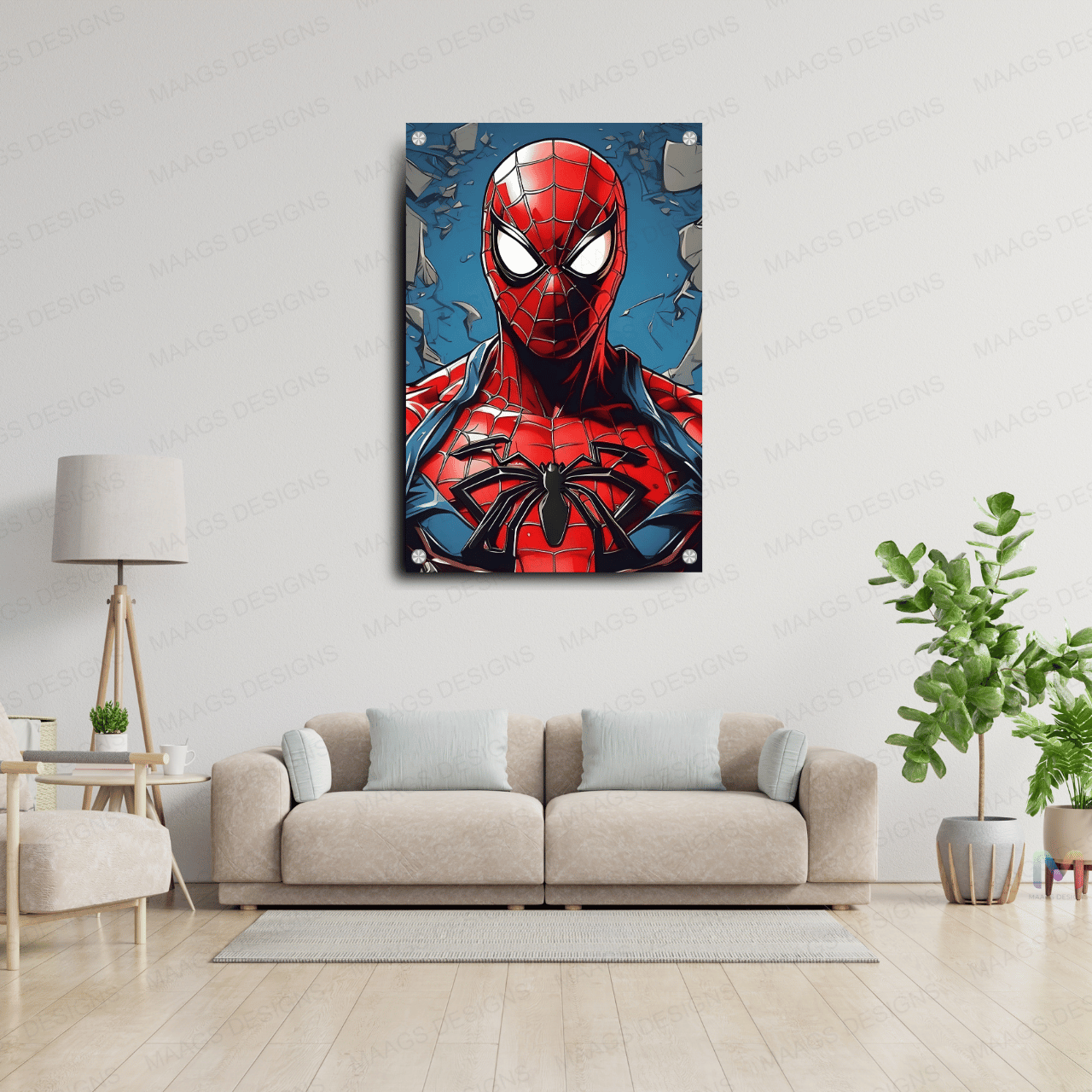 Spider-Man - Vintage Red Blue (Premium Acrylic Glass Wall Poster)