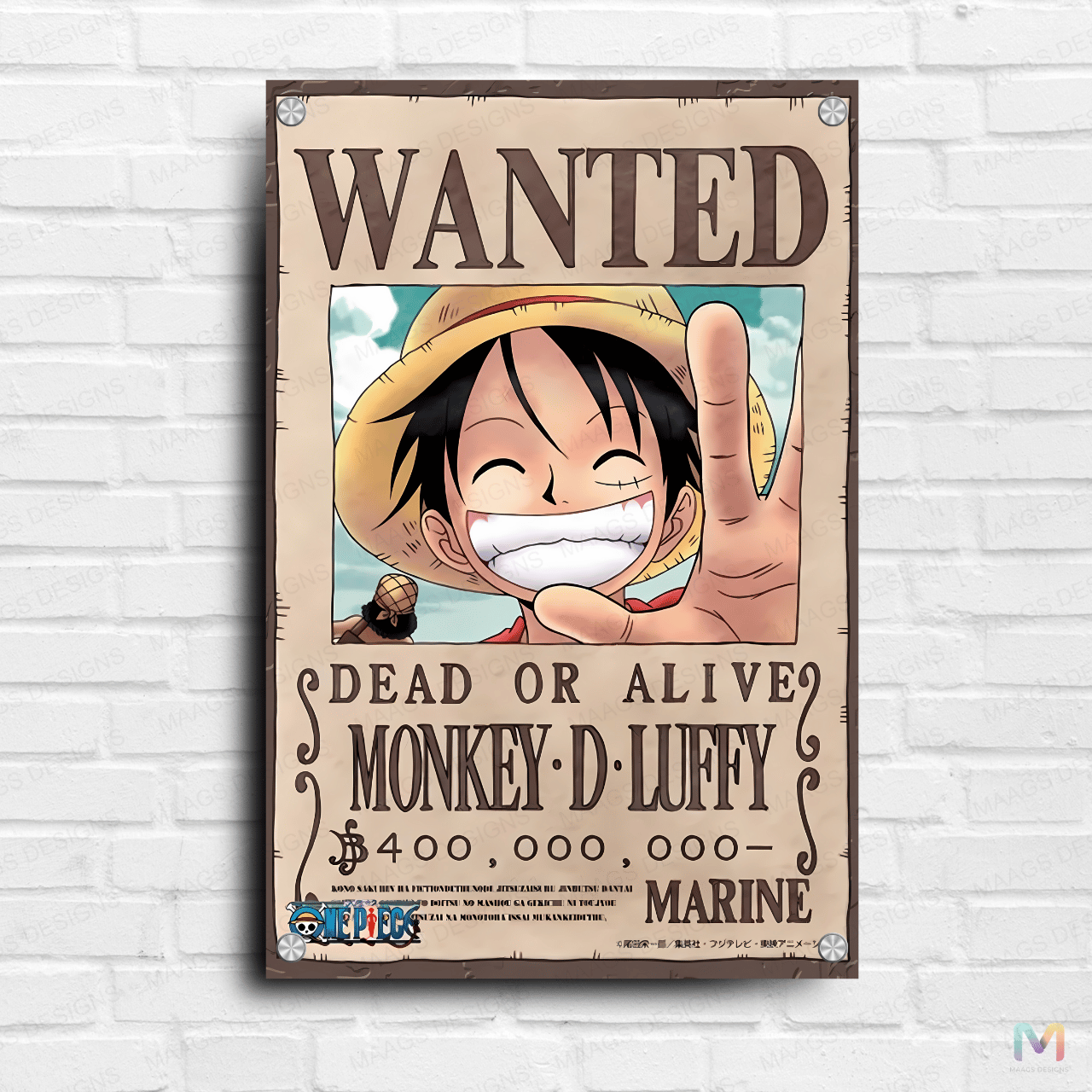 One Piece Monkey D Luffy Bounty Poster Premium Wall Art Maags one-piece-monkey-d-luffy-bounty-poster-premium-wall-art-maags