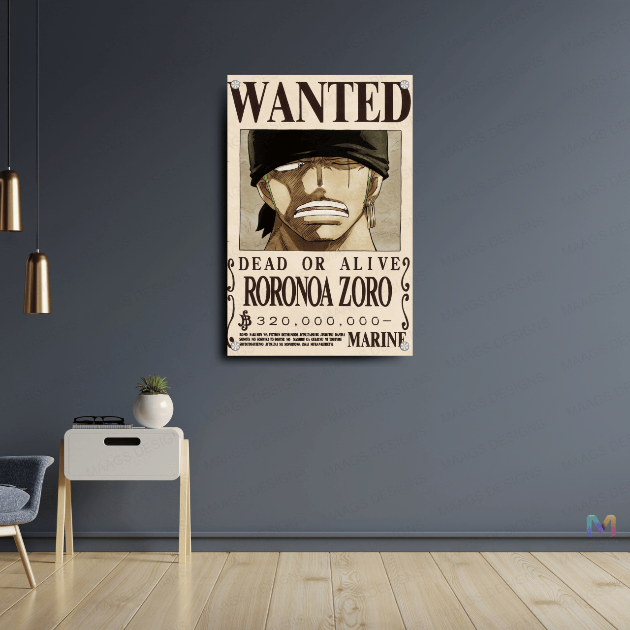one-piece-roronoa-zoro-bounty-poster-premium-wall-art-maags-designs