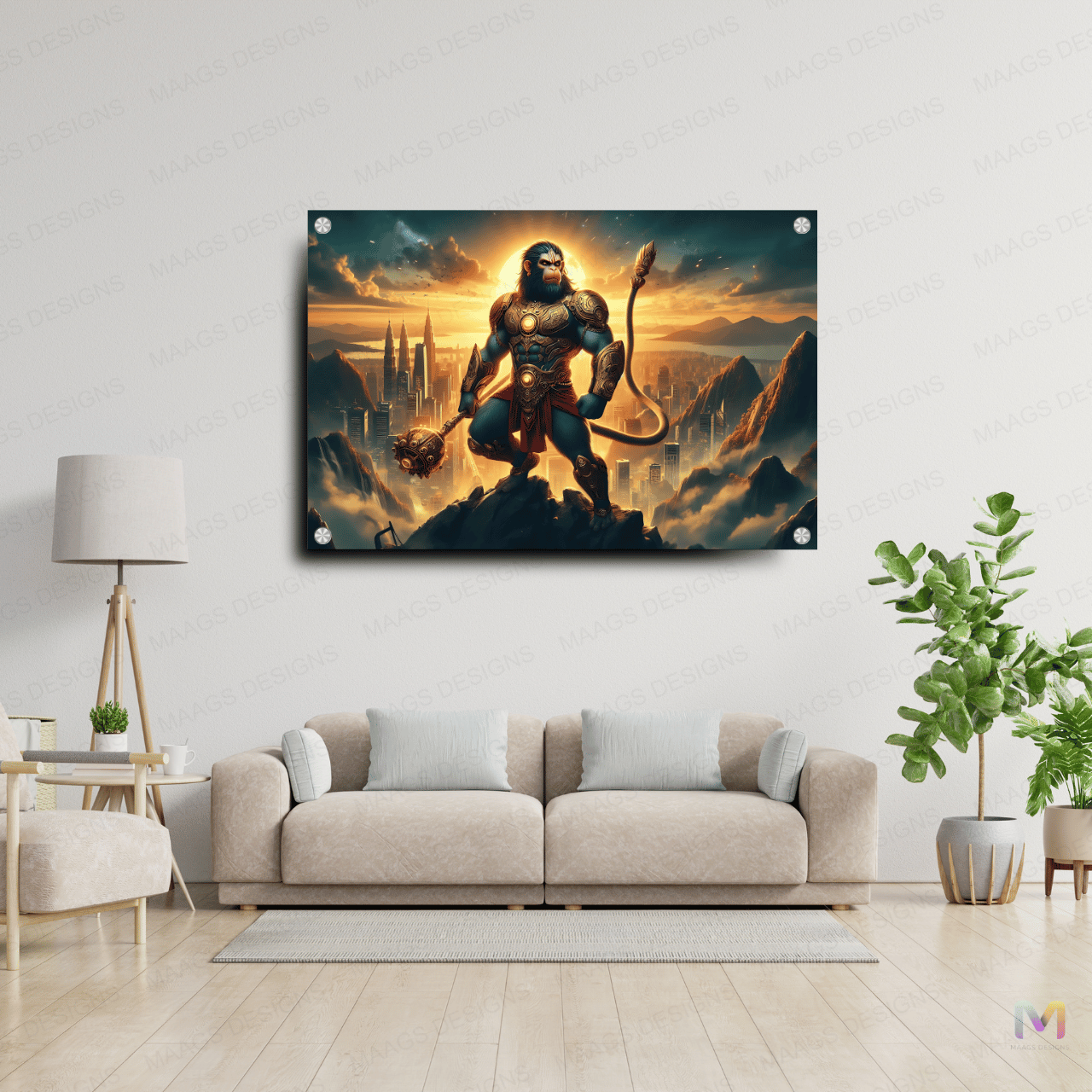 Lord Hanuman - Modern God (Premium Acrylic Wall Poster)