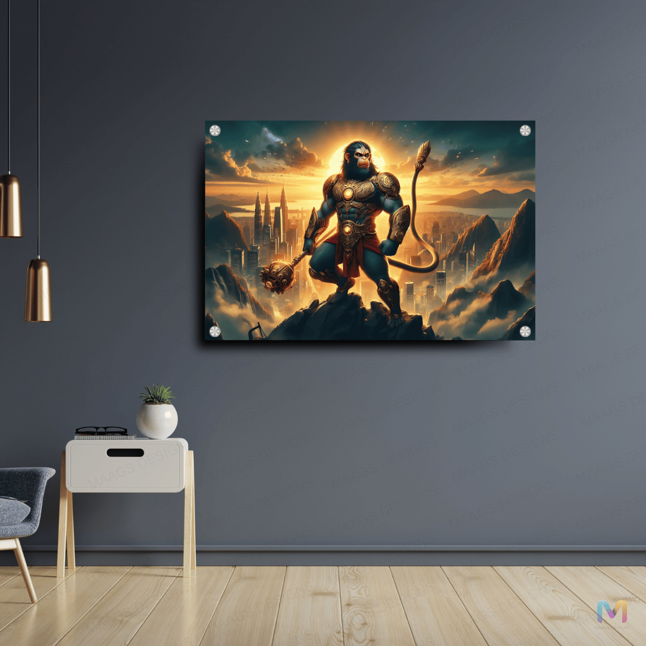 Lord Hanuman - Modern God (Premium Acrylic Wall Poster)