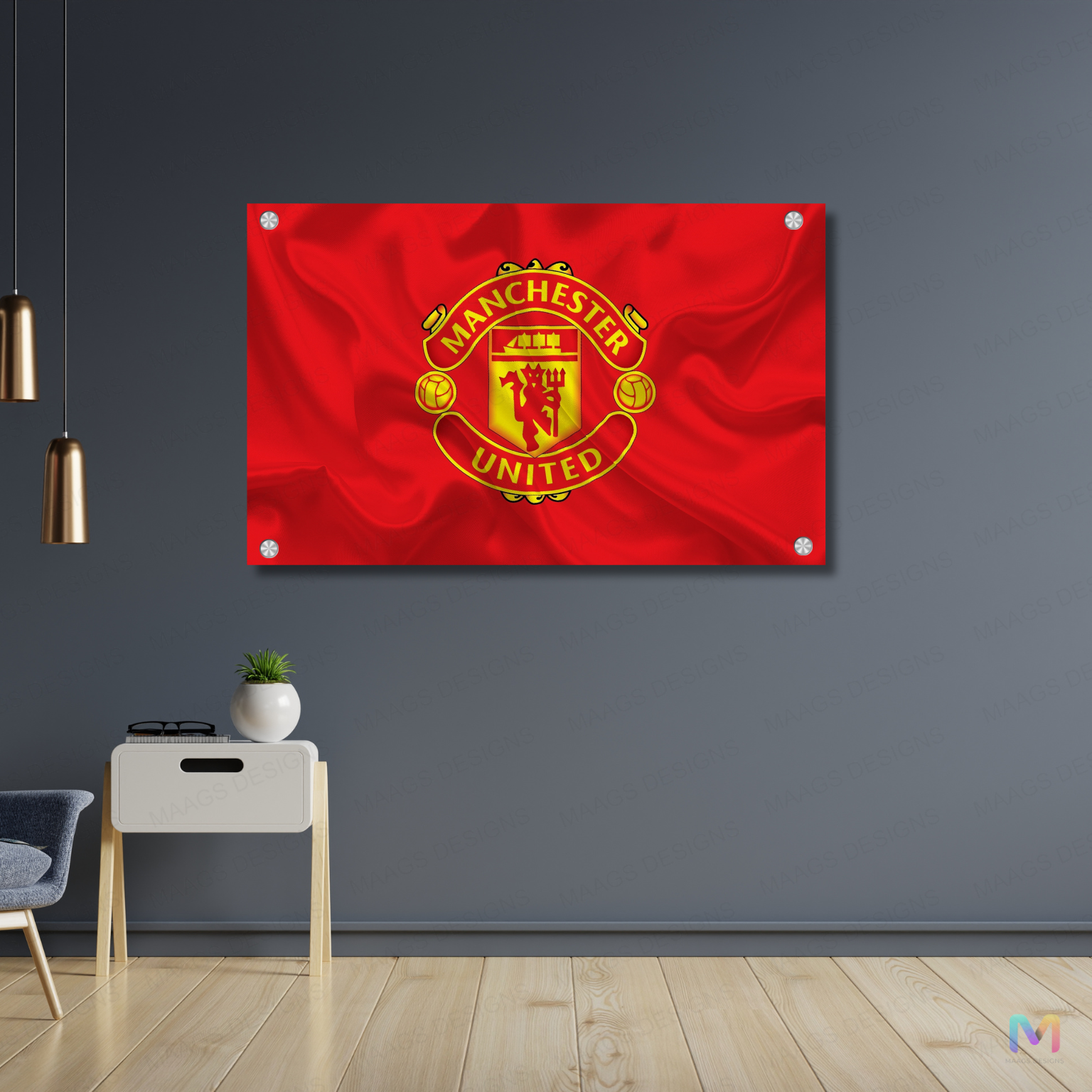 Maags Designs: Manchester United - Football Club - III (Premium Acrylic Wall Poster) | Football Wall Posters