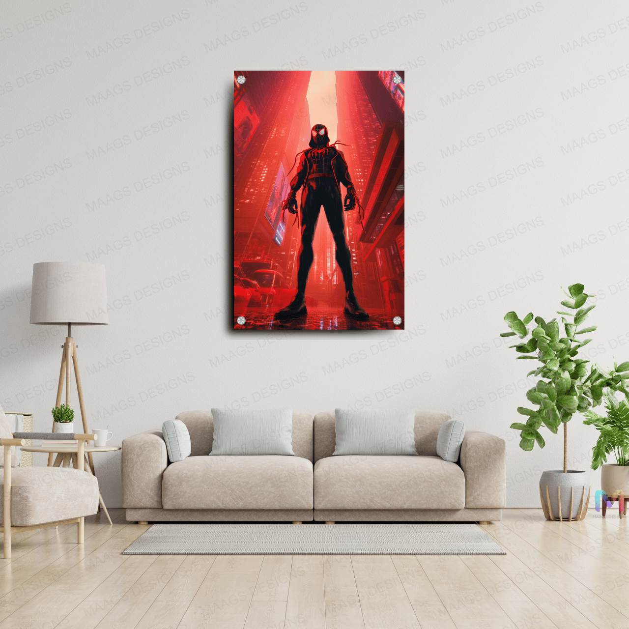 Spider-Man - Miles in City (Premium Acrylic Glass Wall Poster)