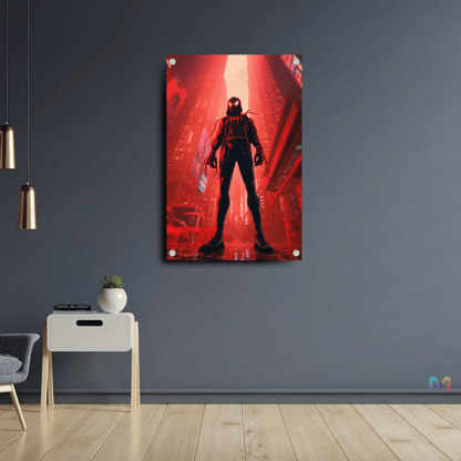 Spider-Man - Miles in City (Premium Acrylic Glass Wall Poster)