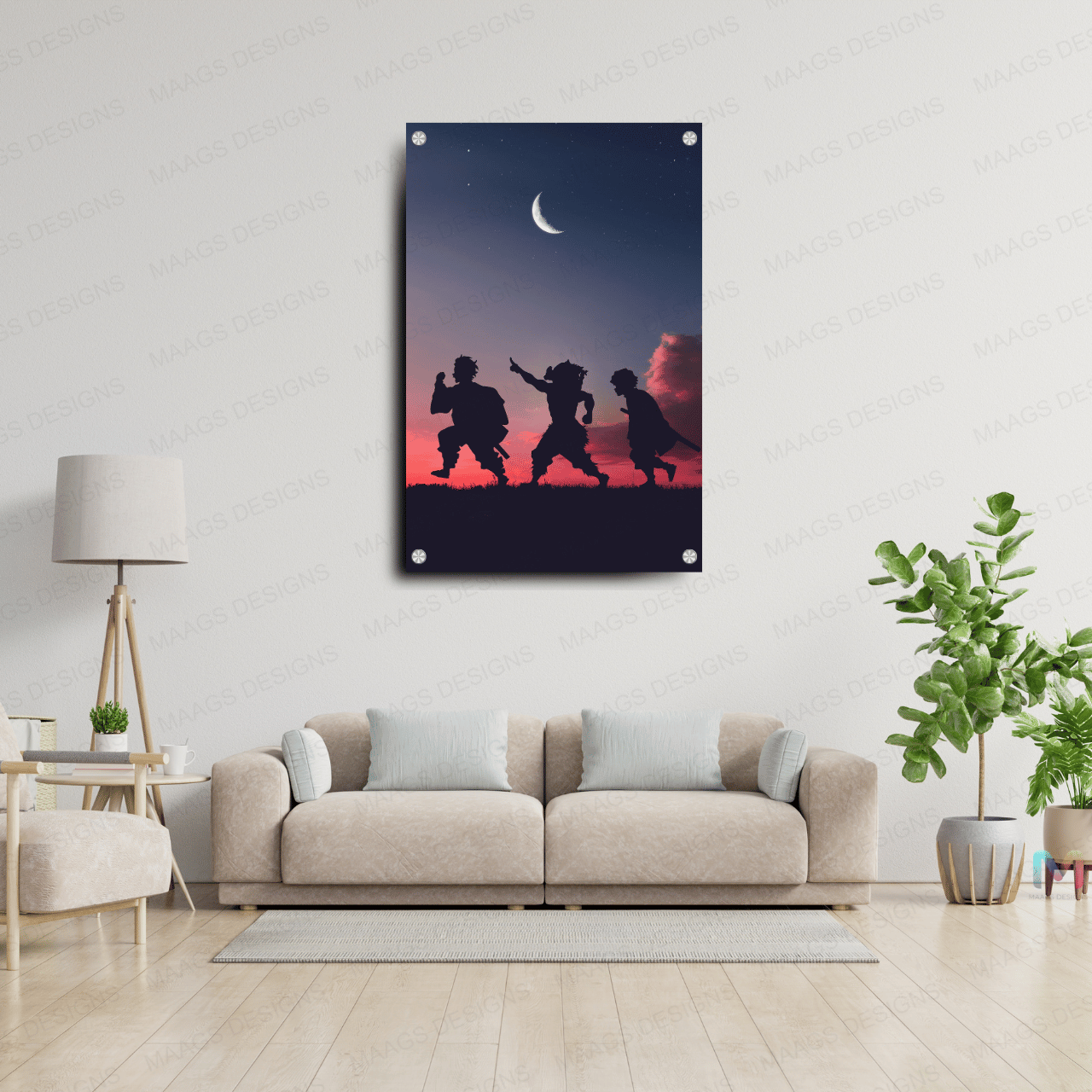 Demon Slayer - In the Fields - Silhouette (Premium Acrylic Glass Wall Poster)