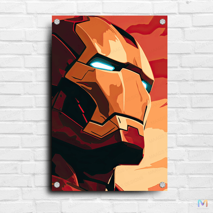 Iron Man - Headshot - Marvel (Premium Acrylic Glass Wall Poster)