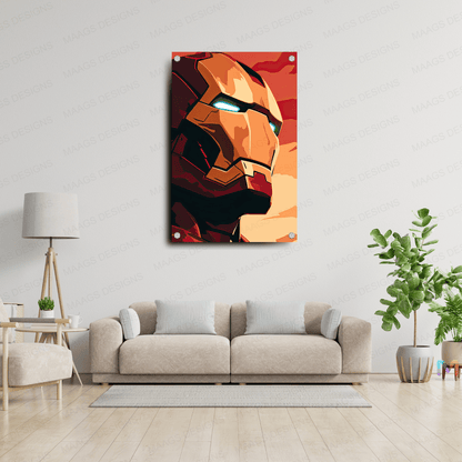 Iron Man - Headshot - Marvel (Premium Acrylic Glass Wall Poster)