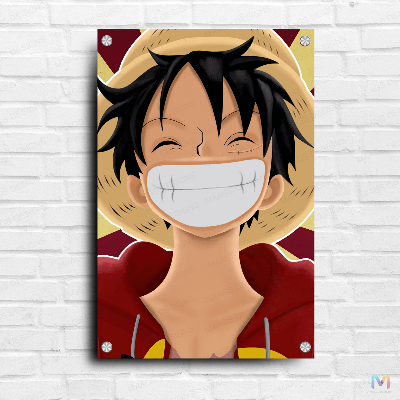 Monkey D Luffy - One Piece - Sketch (Premium Acrylic Glass Wall Poster)