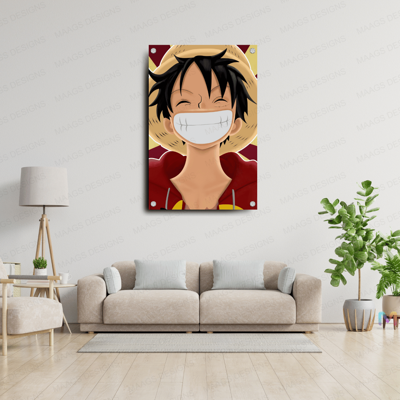 Monkey D Luffy - One Piece - Sketch (Premium Acrylic Glass Wall Poster)