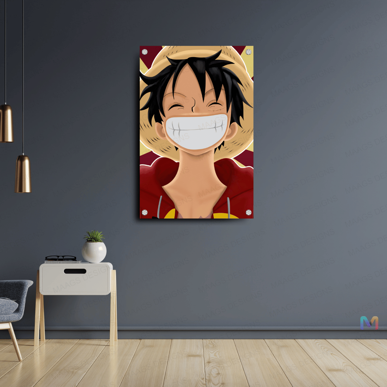 Monkey D Luffy - One Piece - Sketch (Premium Acrylic Glass Wall Poster)