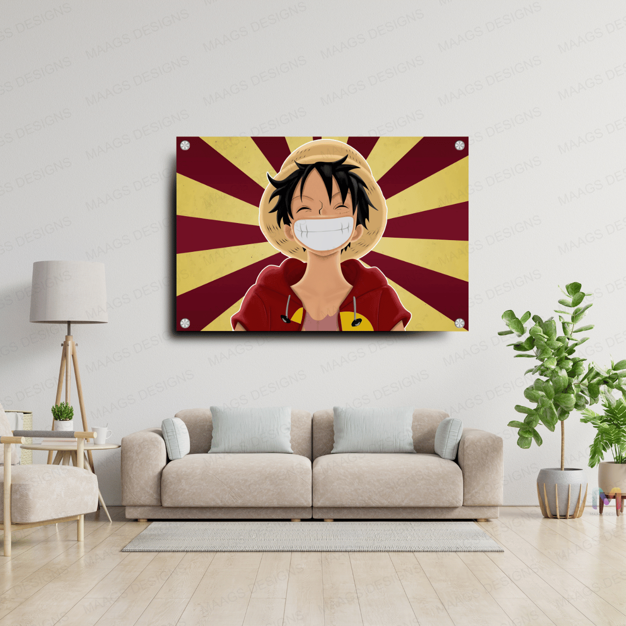 Monkey D Luffy - One Piece - Sketch (Premium Acrylic Glass Wall Poster)