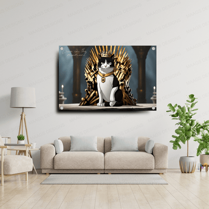 Cat in Throne - Game of Thrones (Premium Acrylic Glass Wall Poster)