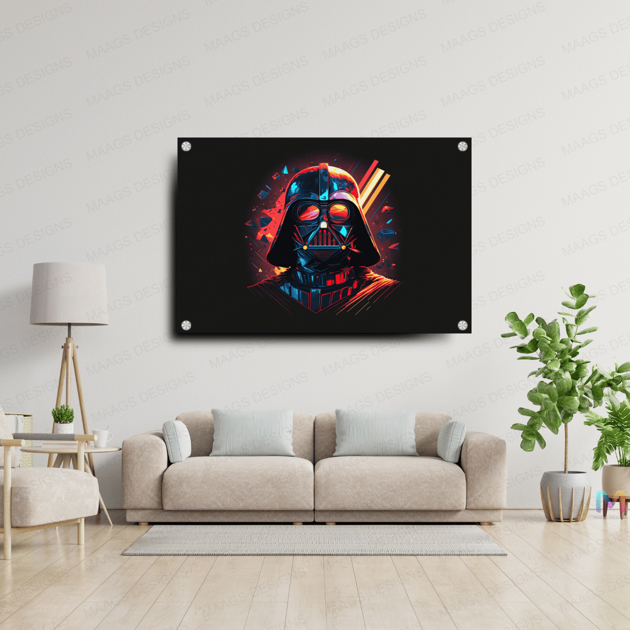 Darth Vader - Star Wars - Retro Art (Premium Acrylic Glass Wall Poster)