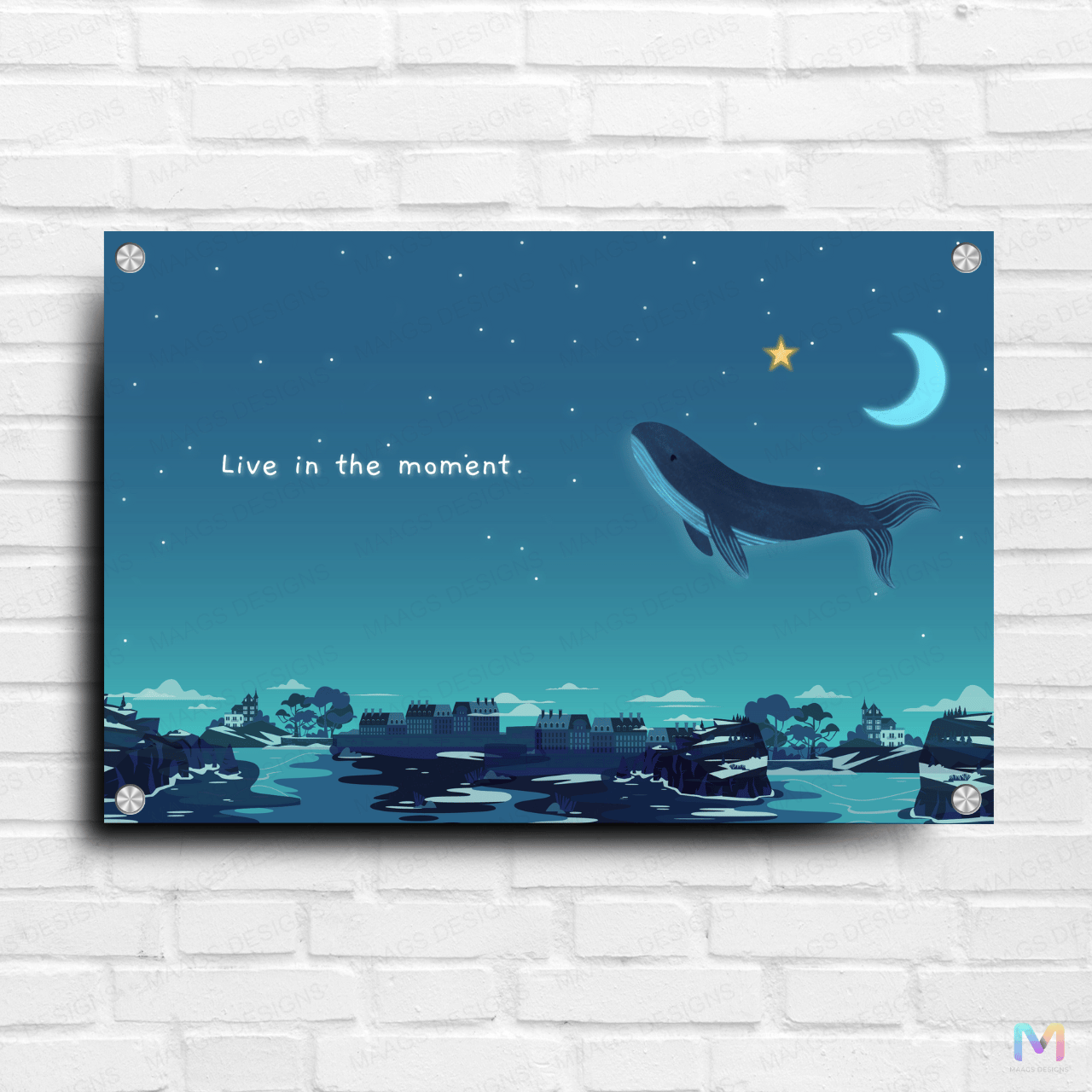 Maags Designs: Live in the moment - Abstract (Premium Acrylic Glass Wall Poster)