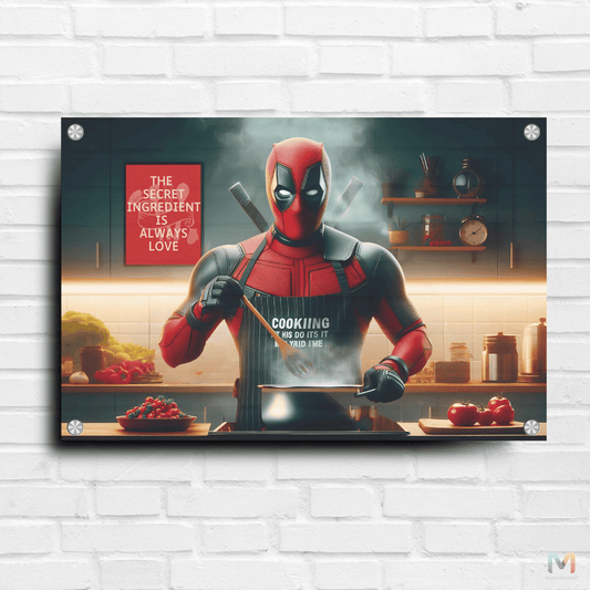 Deadpool - Cooking in the Kitchen (Premium Acrylic Glass Wall Poster)