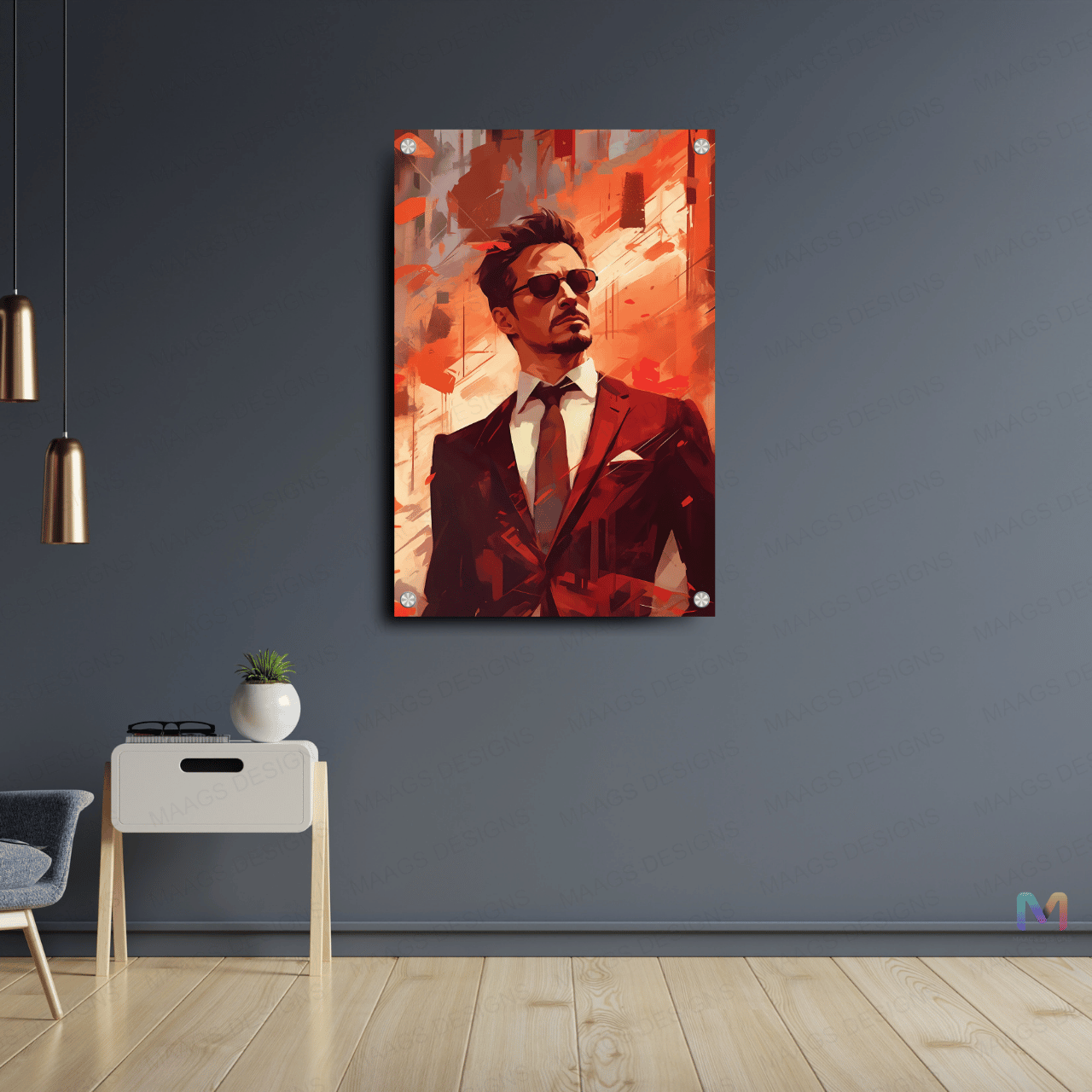 Iron Man: Tony Stark - Sketch (Premium Acrylic Glass Wall Poster)