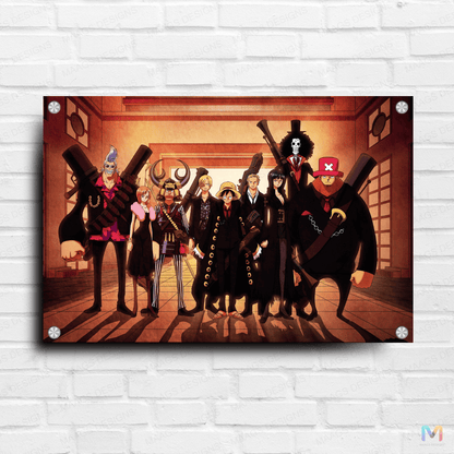 Straw Hat Pirates in Suit - One Piece (Premium Acrylic Glass Wall Poster)