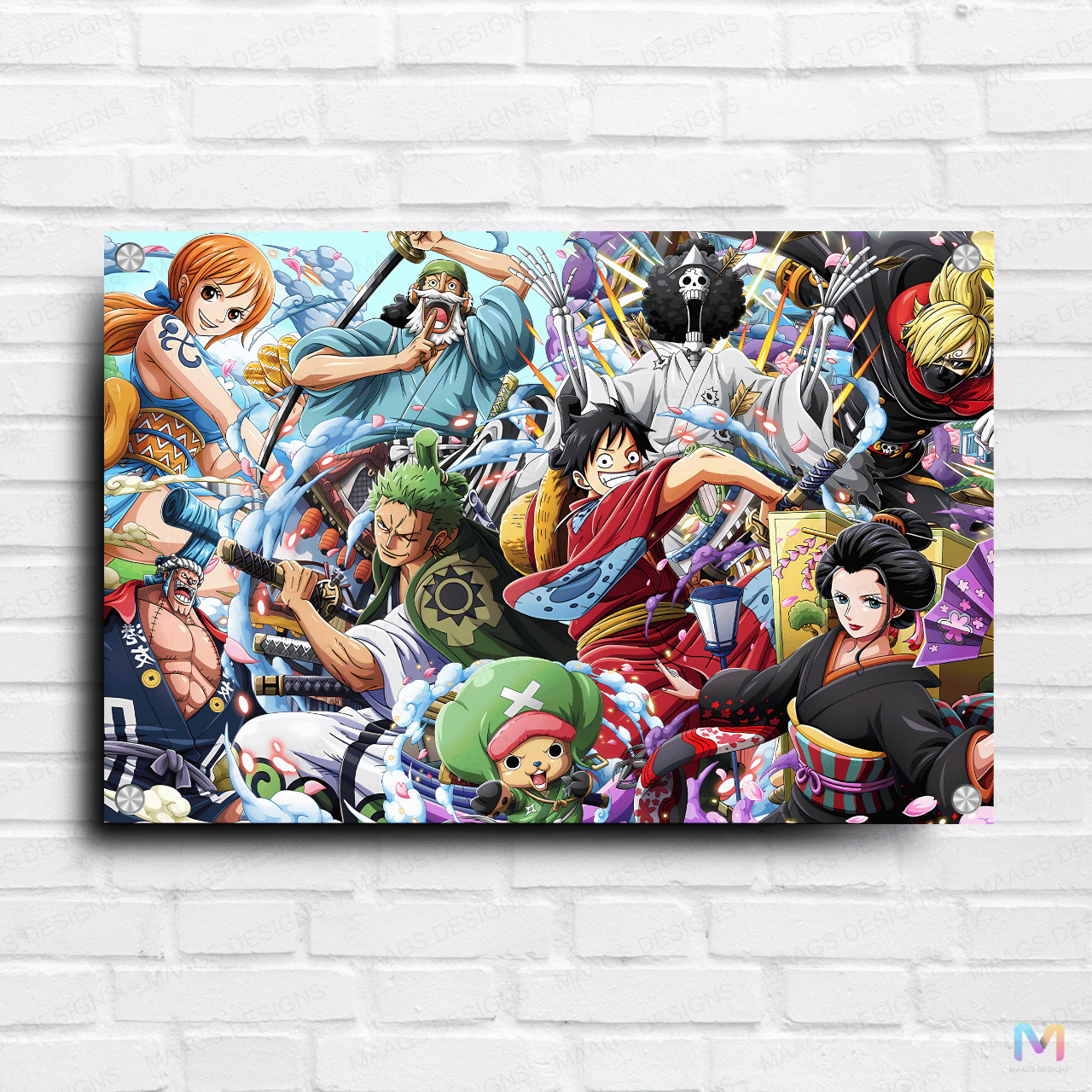 Straw Hat Pirates in Wano - One Piece (Premium Acrylic Glass Wall Poster)