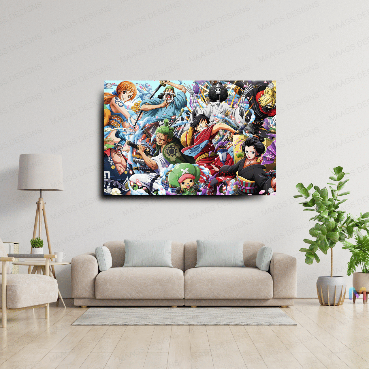 Straw Hat Pirates in Wano - One Piece (Premium Acrylic Glass Wall Poster)