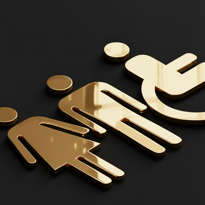 Washroom Signs, Restroom Signs, Washroom Sign Boards in Acrylic Acrylic: Glossy Gold