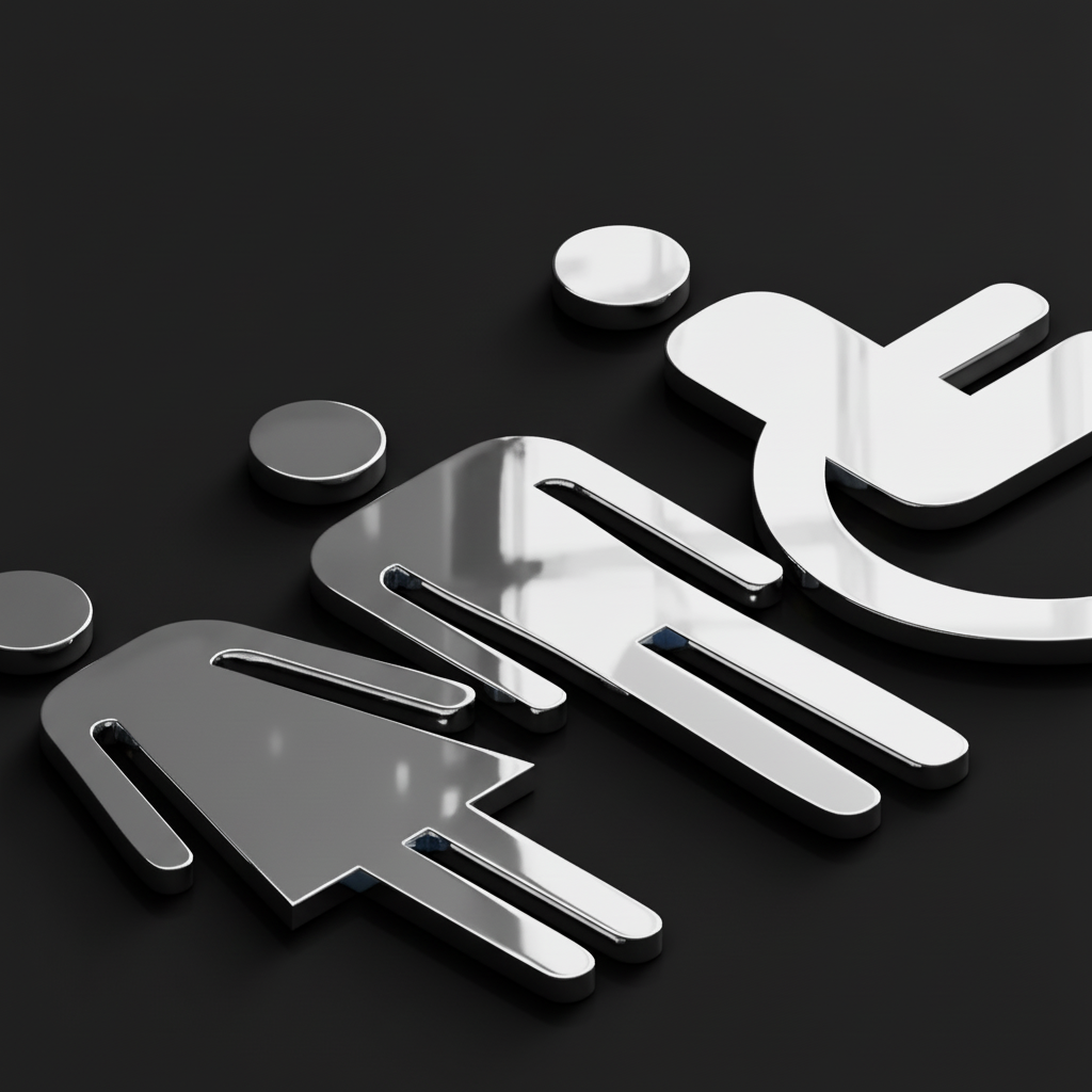 Washroom Signs, Restroom Signs, Washroom Sign Boards in Acrylic Acrylic: Glossy Silver