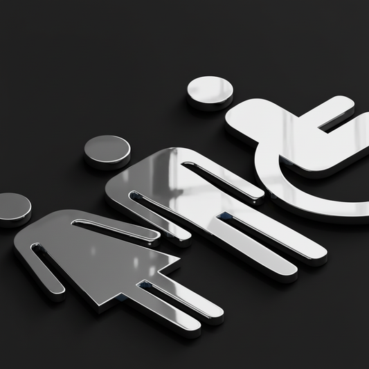 Washroom Signs, Restroom Signs, Washroom Sign Boards in Acrylic Acrylic: Silver