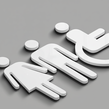 Washroom Signs, Restroom Signs, Washroom Sign Boards in Acrylic Acrylic: Glossy White