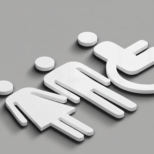 Washroom Signs, Restroom Signs, Washroom Sign Boards in Acrylic Acrylic: Glossy White