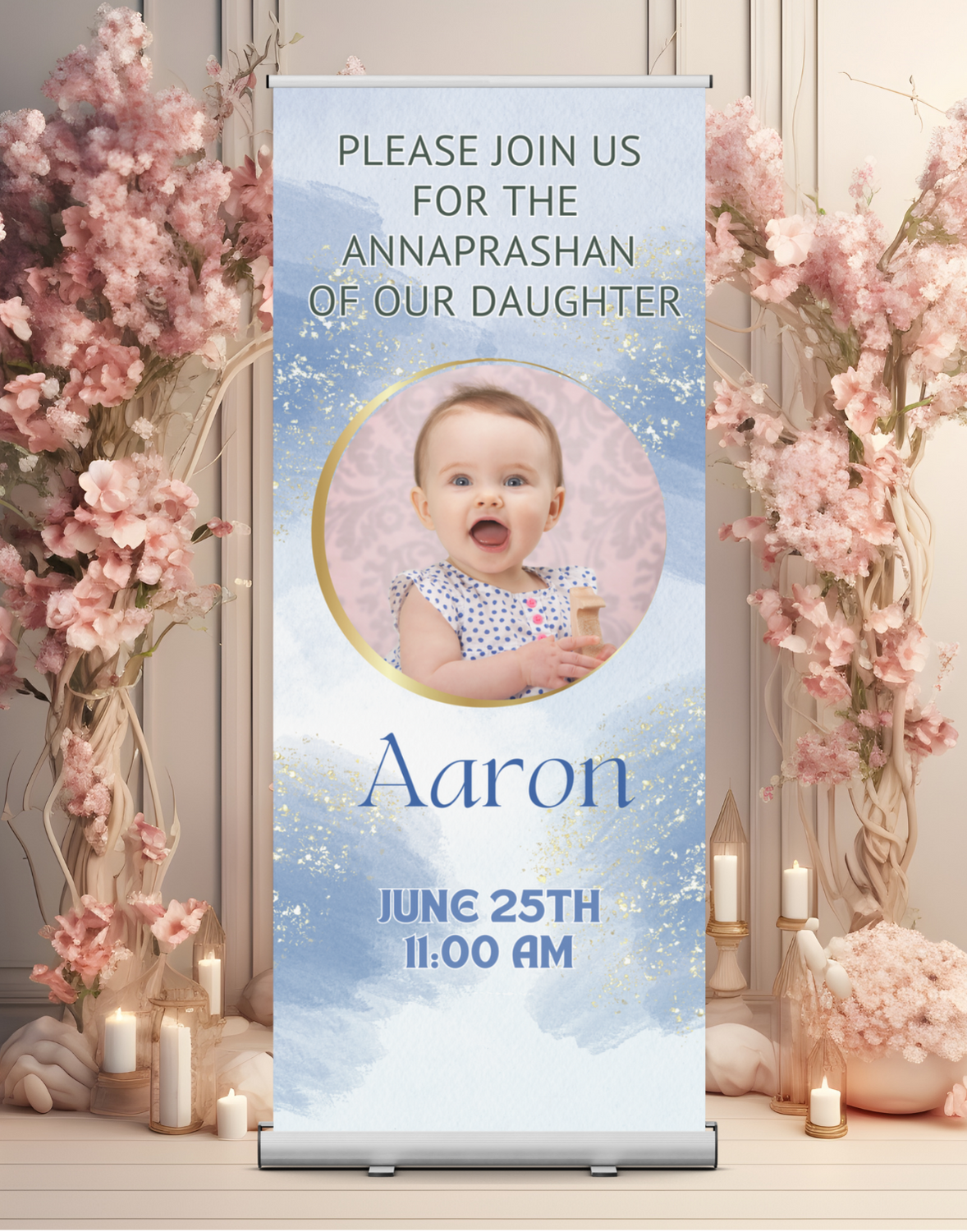 Annaprashan Banner Standee - Design #65 (With Stand) | Annaprashan Welcome Banner