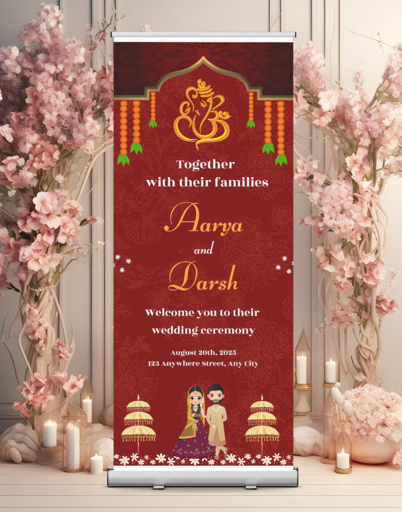 Wedding Banner Standee Ganesh Ji Blessing (with Stand) - Design #56 | Wedding Banner, Celebration Banner, Event Banner, Party Banner