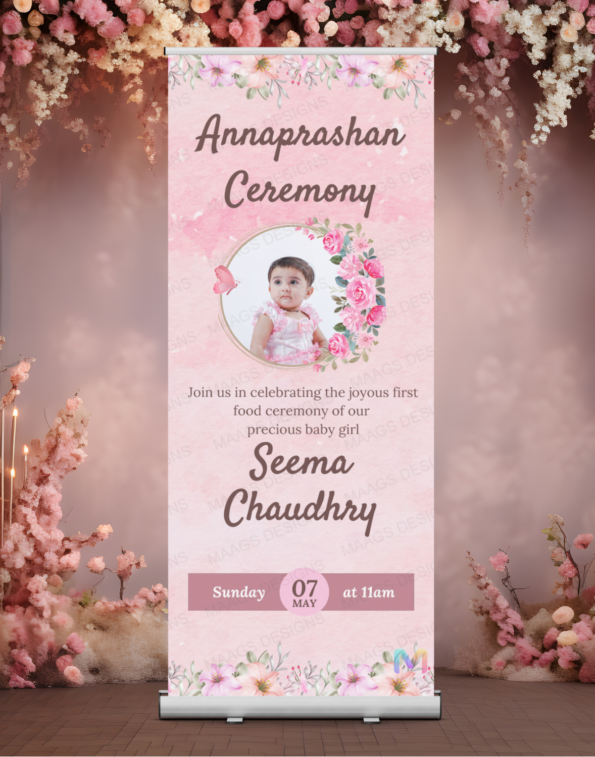 Annaprashan Banner Standee - Design #71 (With Stand) | Annaprashan Welcome Banner