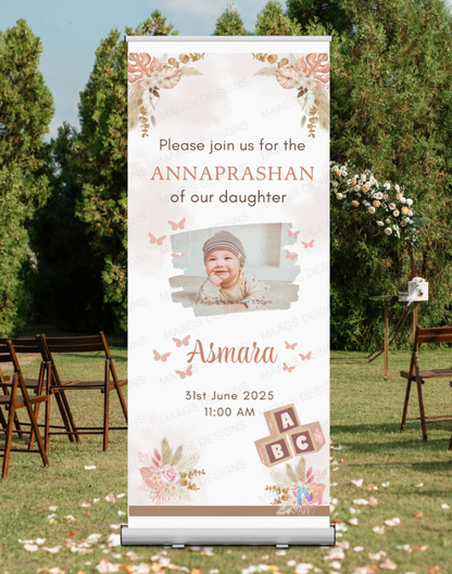 Annaprashan Customized Welcome Banner Roll up Standee - Design #45 (with stand)