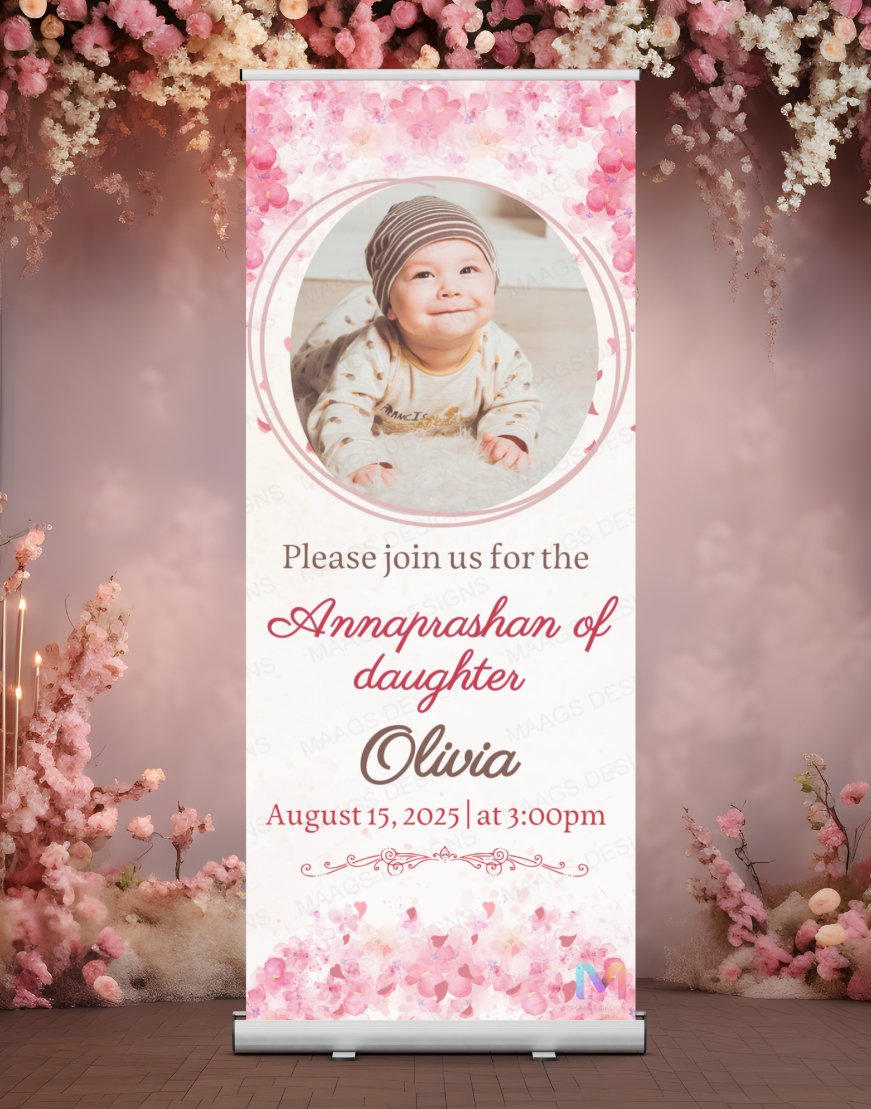 Annaprashan Banner Standee - Design #63 (With Stand) | Annaprashan Welcome Banner