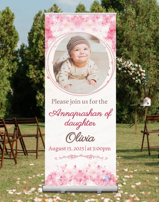 Annaprashan Banner Standee - Design #63 (With Stand) | Annaprashan Welcome Banner