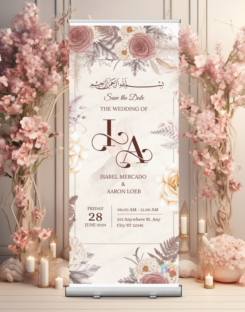 Wedding Banner Standee (with Stand) - Design #57 | Wedding Banner, Celebration Banner, Event Banner, Party Banner