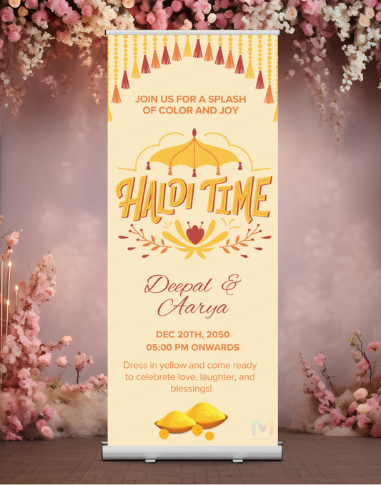 Haldi Banner Standee (with Stand) - Design #23 | Wedding Banner, Celebration Banner, Event Banner, Party Banner