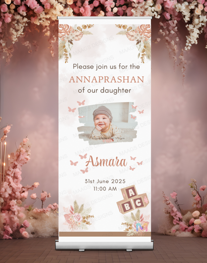 Annaprashan Customized Welcome Banner Roll up Standee - Design #45 (with stand)