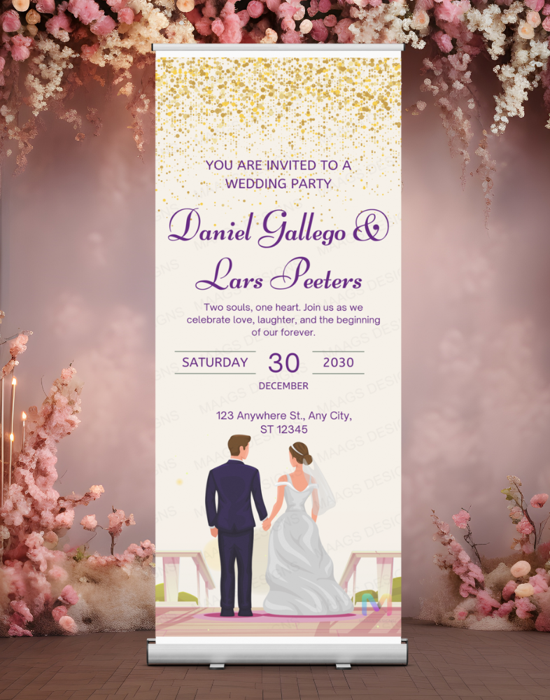 Wedding Banner Standee (with Stand) - Design #48 | Wedding Banner, Celebration Banner, Event Banner, Party Banner