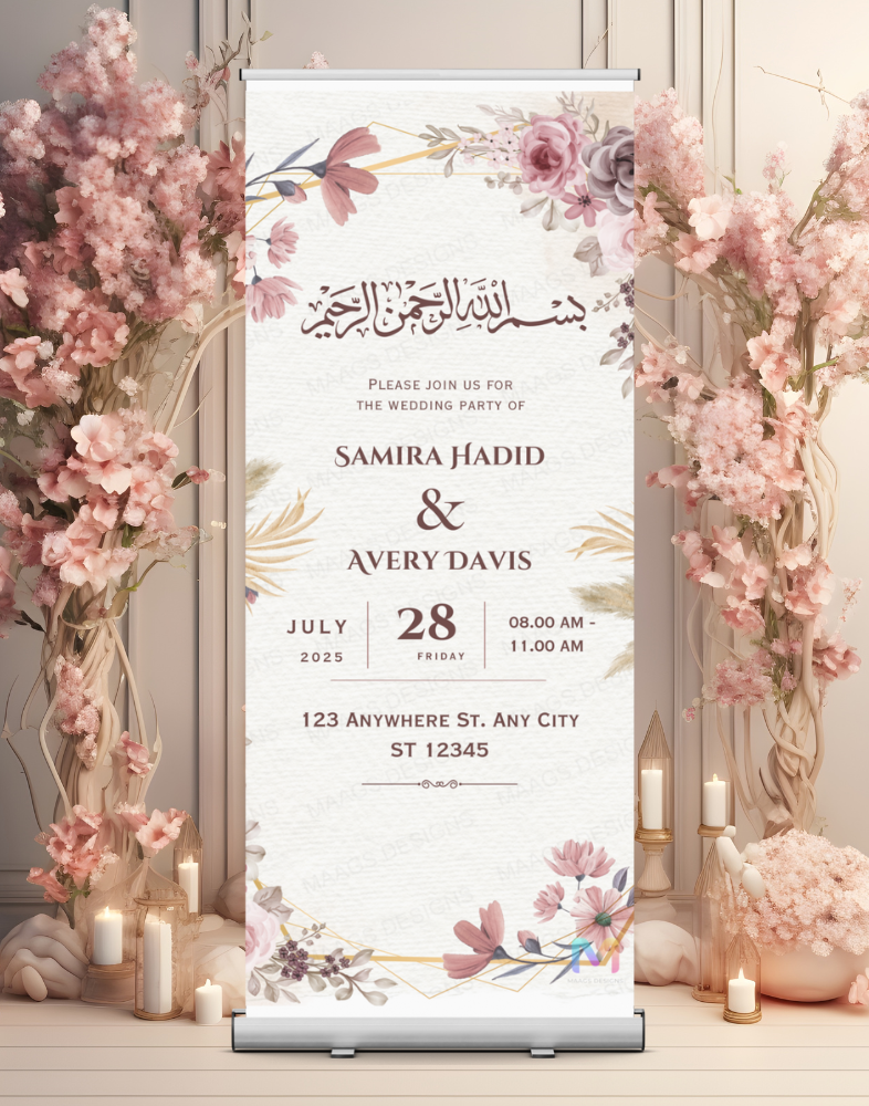 Wedding Banner Standee (with Stand) - Design #58 | Wedding Banner, Celebration Banner, Event Banner, Party Banner