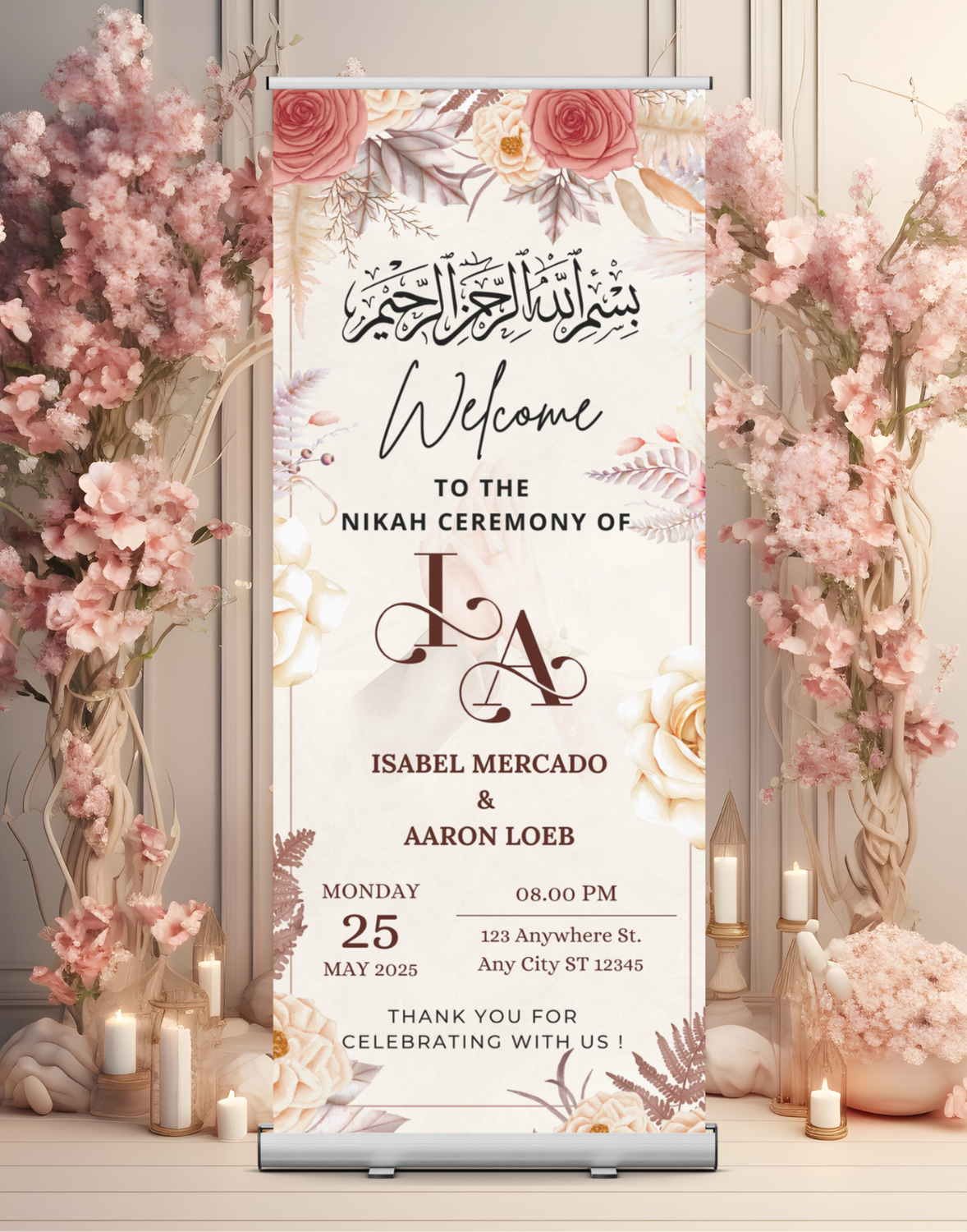 Wedding Banner Standee (with Stand) - Design #57 | Wedding Banner, Celebration Banner, Event Banner, Party Banner