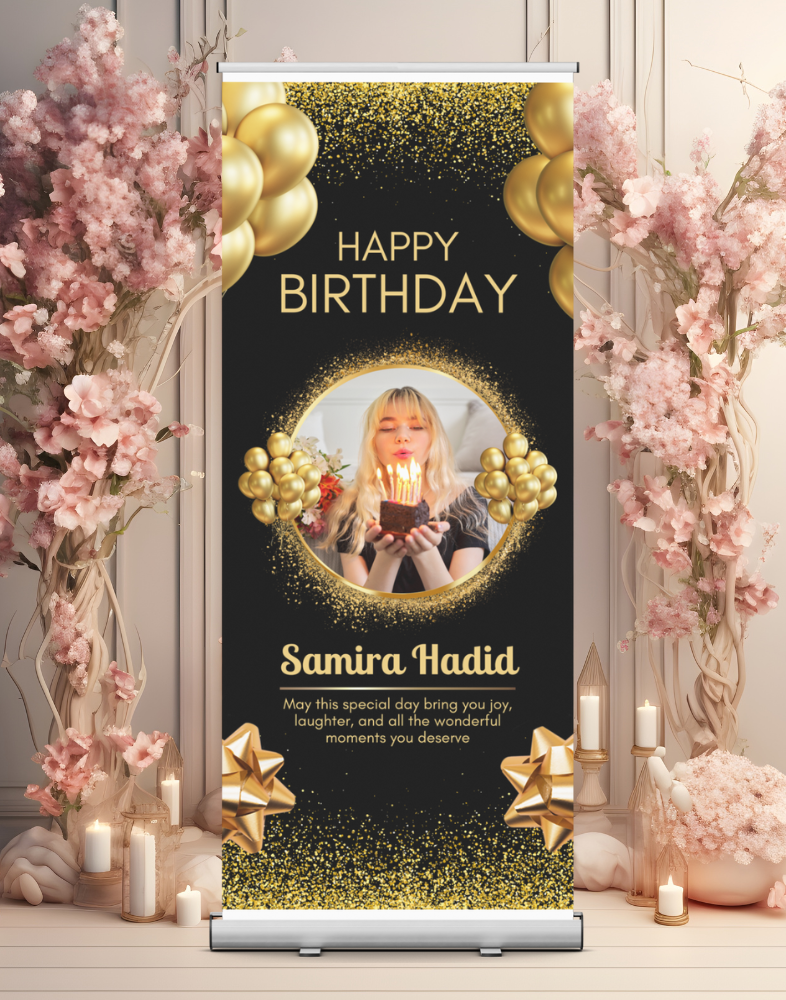 Birthday Banner Standee (with Stand) - Design #54 | Celebration Banner, Event Banner, Party Banner