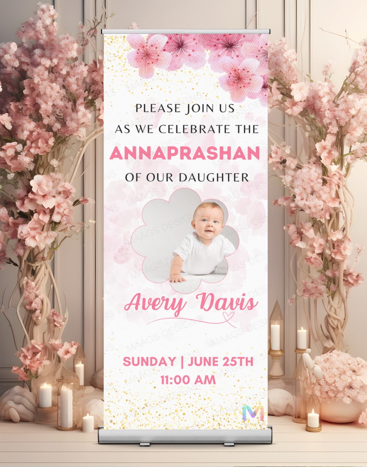 Annaprashan Banner Standee - Design #66 (With Stand) | Annaprashan Welcome Banner