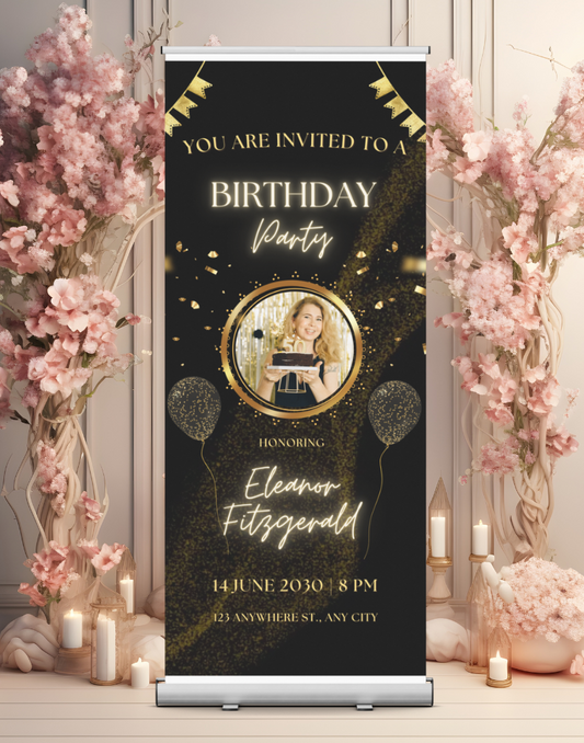 Birthday Banner Standee (with Stand) - Design #55 | Celebration Banner, Event Banner, Party Banner