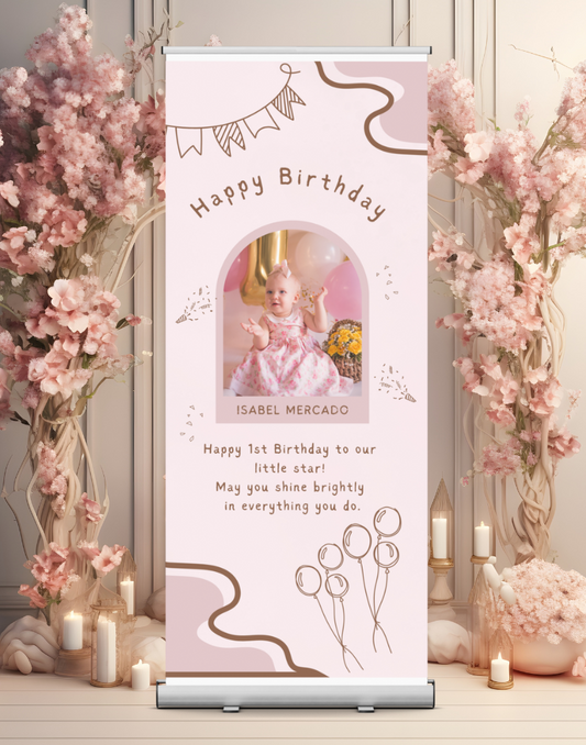 Birthday Banner Standee (with Stand) - Design #53 | Celebration Banner, Event Banner, Party Banner