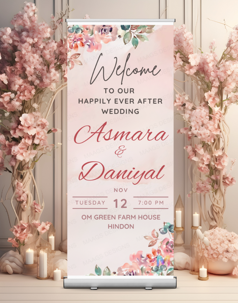 Wedding Banner Standee (with Stand) - Design #51 | Wedding Banner, Celebration Banner, Event Banner, Party Banner