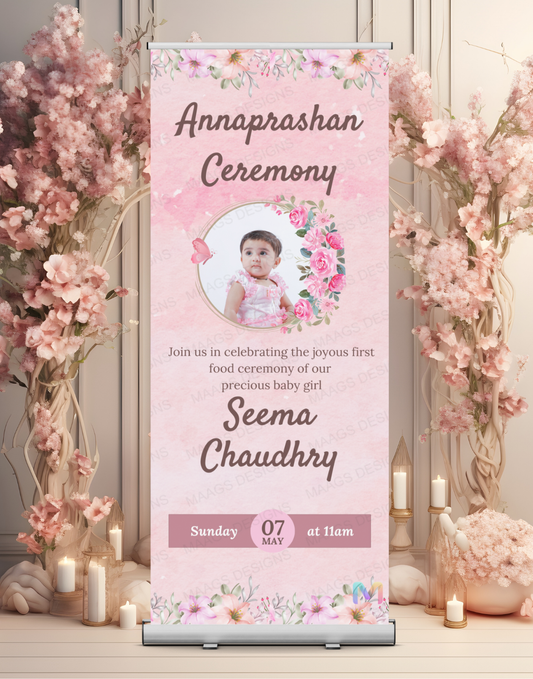 Annaprashan Banner Standee - Design #71 (With Stand) | Annaprashan Welcome Banner