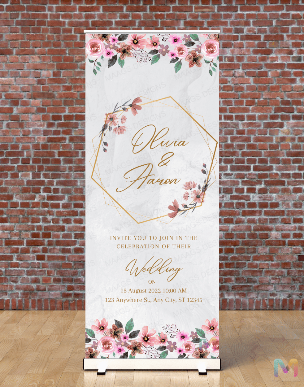 Wedding Banner Standee (with Stand) - Design #05 | Wedding Banner, Celebration Banner, Event Banner, Party Banner