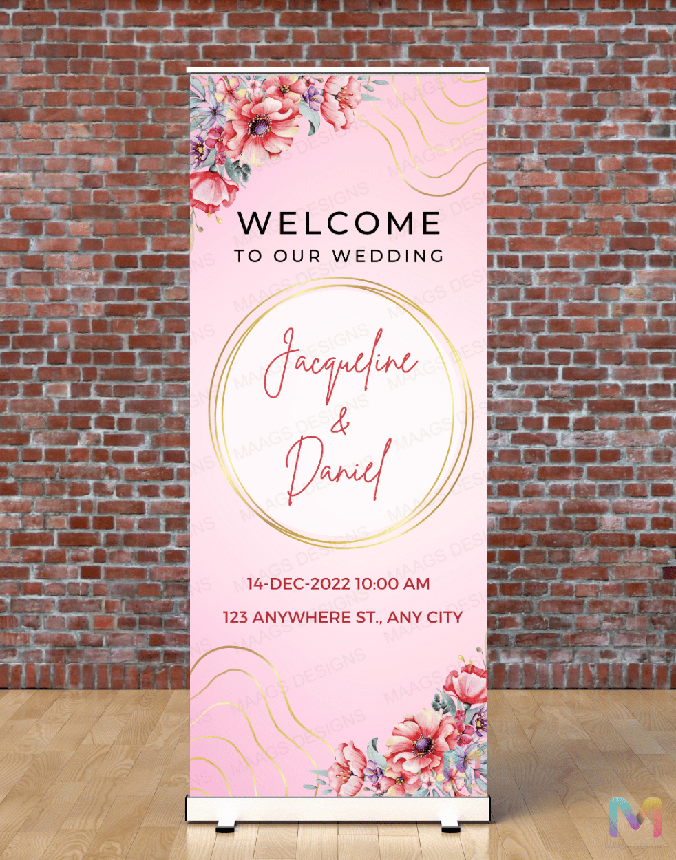 Wedding Banner Standee (with Stand) - Design #15 | Wedding Banner, Celebration Banner, Event Banner, Party Banner