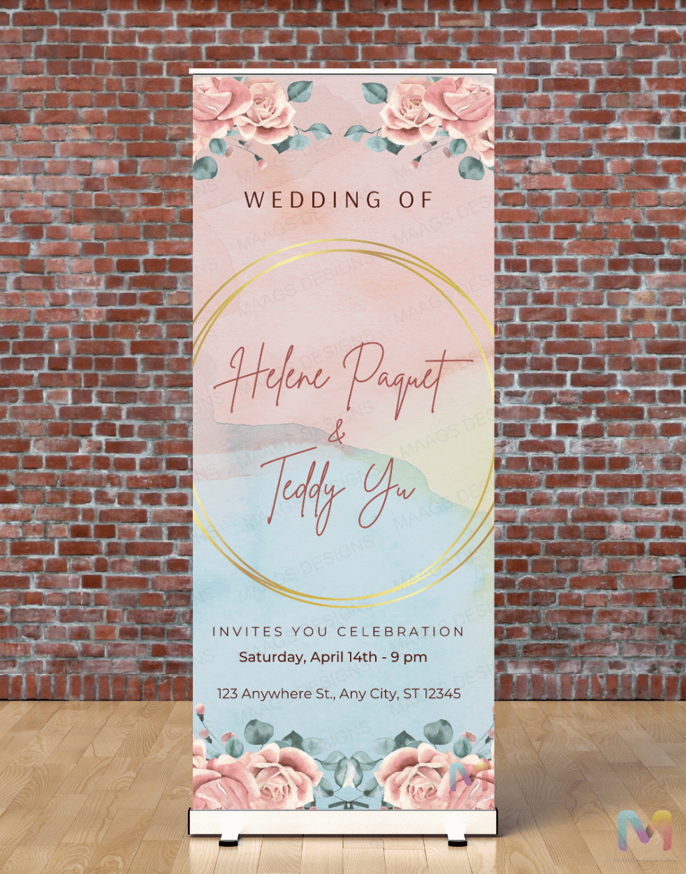 Wedding Banner Standee (with Stand) - Design #24 | Wedding Banner, Celebration Banner, Event Banner, Party Banner