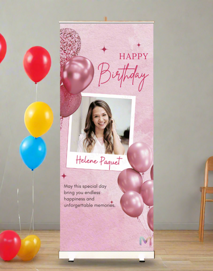 Birthday Banner Standee (with Stand) - Design #25 | Celebration Banner, Event Banner, Party Banner